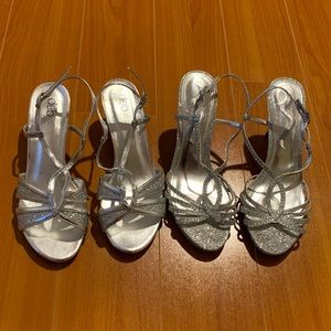 [SOLD] Silver sparkly slingback heels! deb and Nina